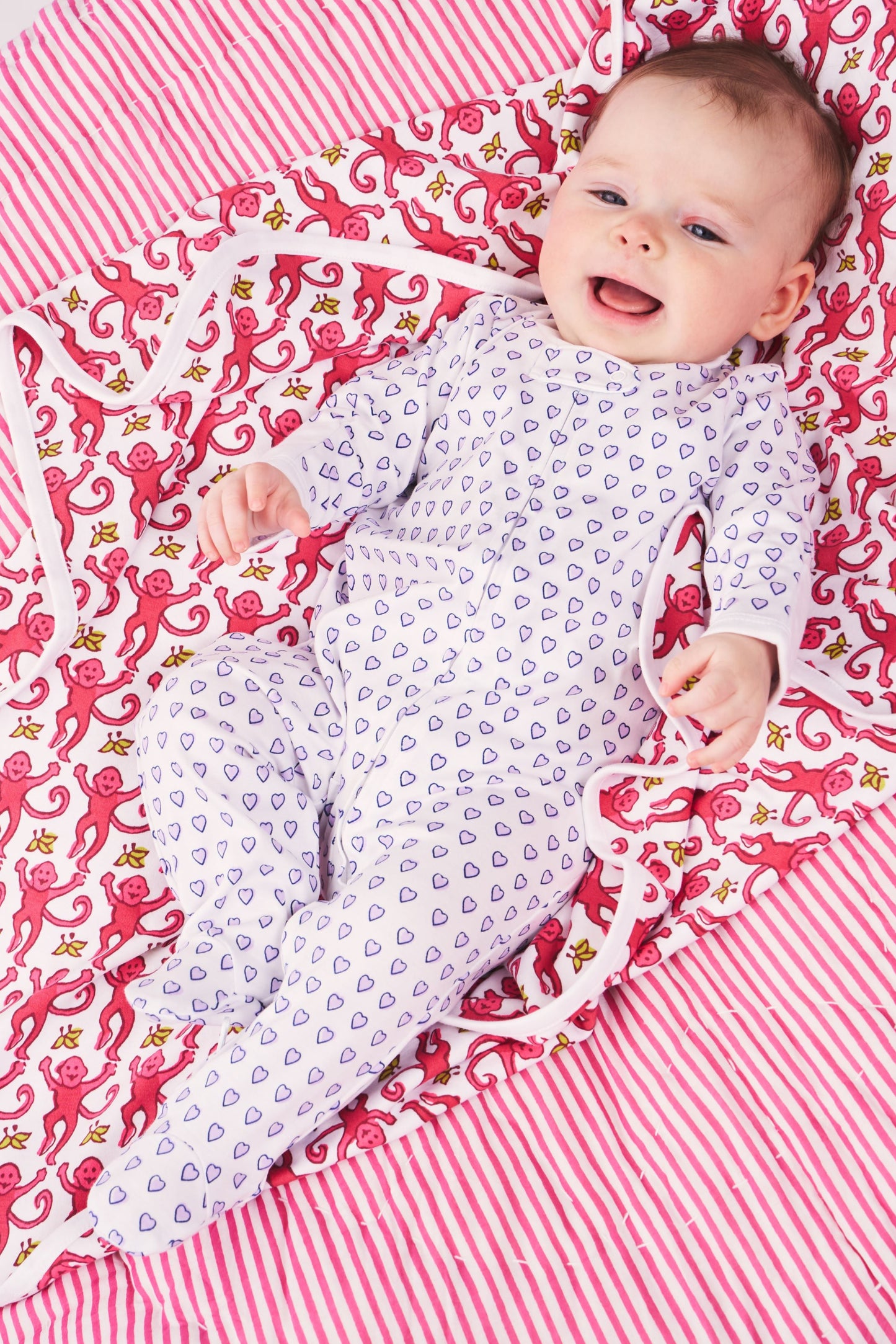 Roller Rabbit Infant Hearts Lavender Zipper Footie view 2