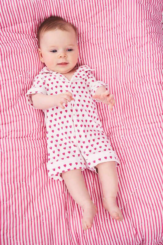 Roller Rabbit Infant Hearts Pink Polo Onesie view 1