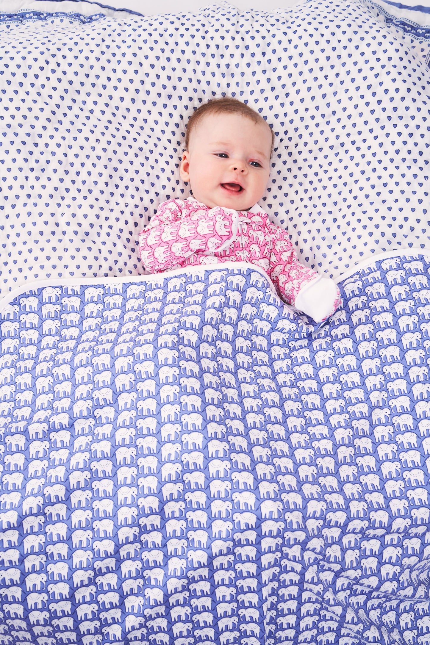 Roller Rabbit Blue Infant Hathi Receiving Blanket view 2