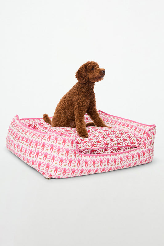 Roller Rabbit Pink Monkey Dog Bed view 1