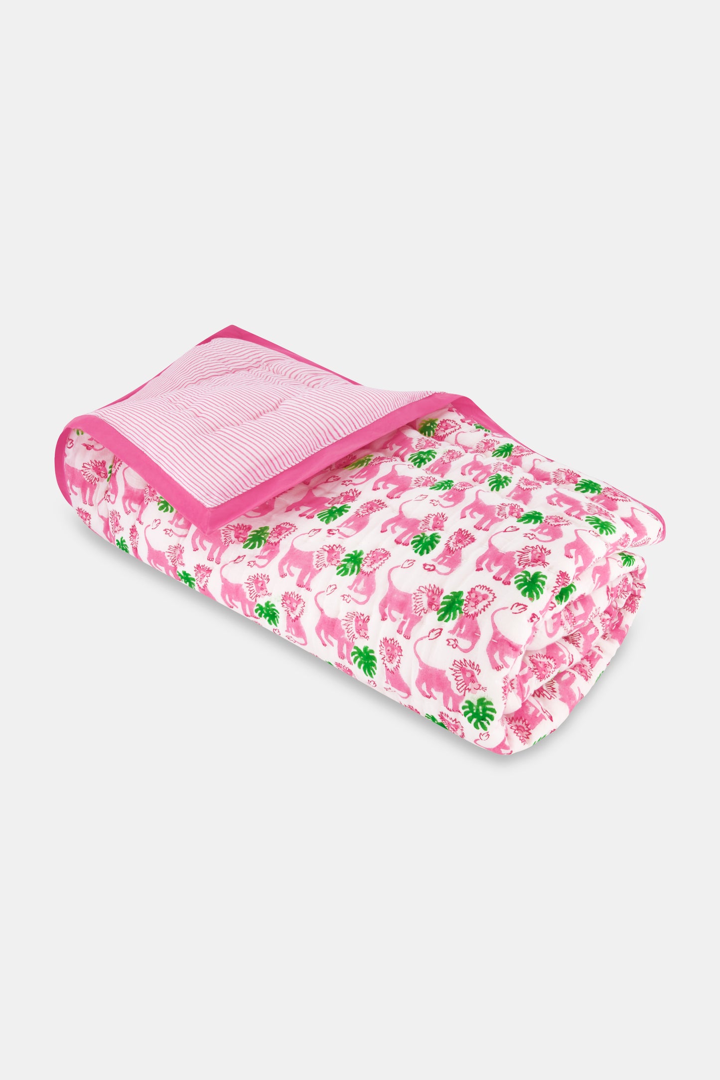 Roller Rabbit Infant Pink Leo the Lion Baby Quilt view 1