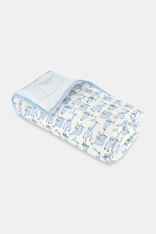 Roller Rabbit Blue Sleepy Sloth Baby Quilt view 1