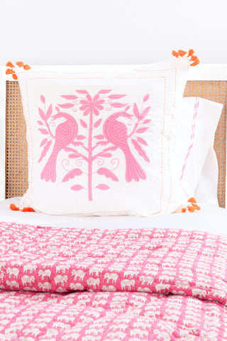 Roller Rabbit Pink Embroidered Animal Euro