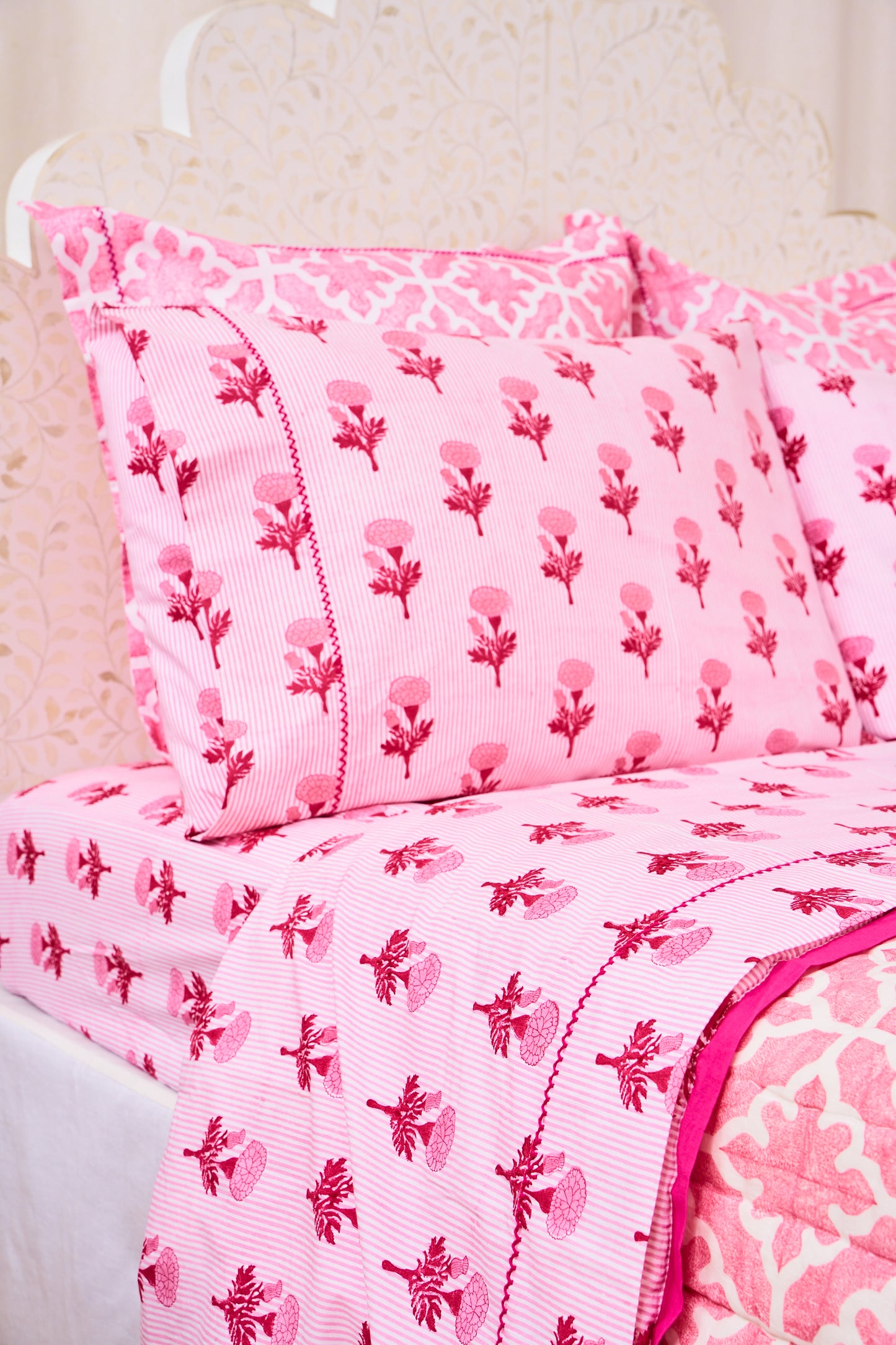 Roller Rabbit Pink Marigold Stripe Sheet Set view 2