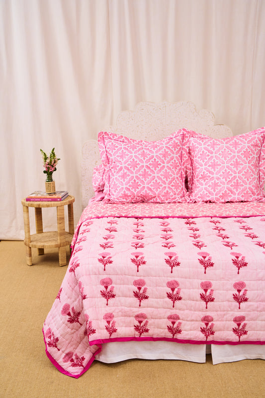 Roller Rabbit Red/Pink Marigold Stripe/Monaco Pool Quilt view 1