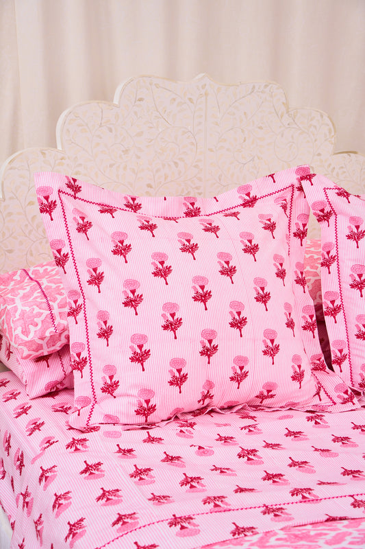 Roller Rabbit Pink Marigold Stripe Euro Pillowcase Set view 1