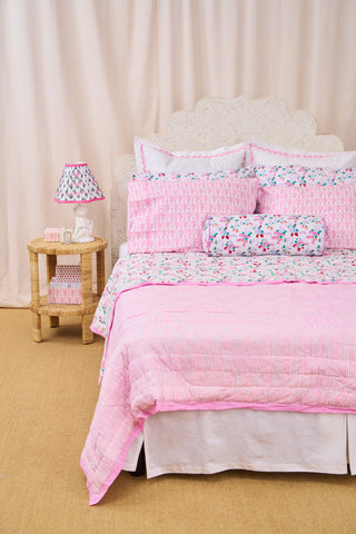 Roller Rabbit Pink Strawberry Bows Bolster Pillow