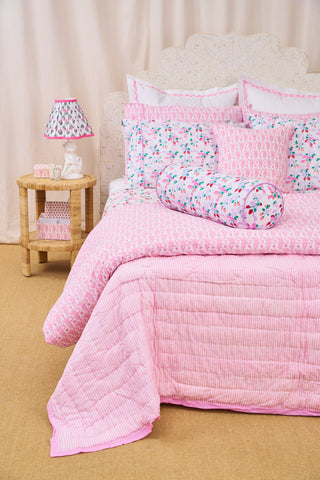 Roller Rabbit Pink Strawberry Bows Bolster Pillow