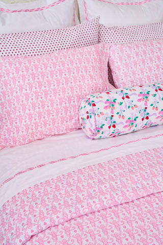 Roller Rabbit Pink Strawberry Bows Bolster Pillow