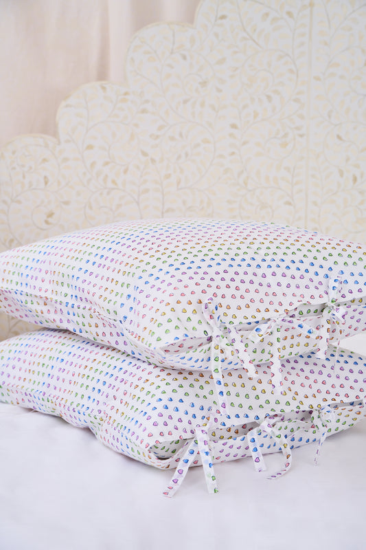 Disco Hearts Pillowcase Set with Ties view 1