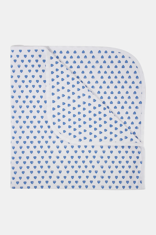 Roller Rabbit Blue Infant Hearts Receiving Blanket view 1