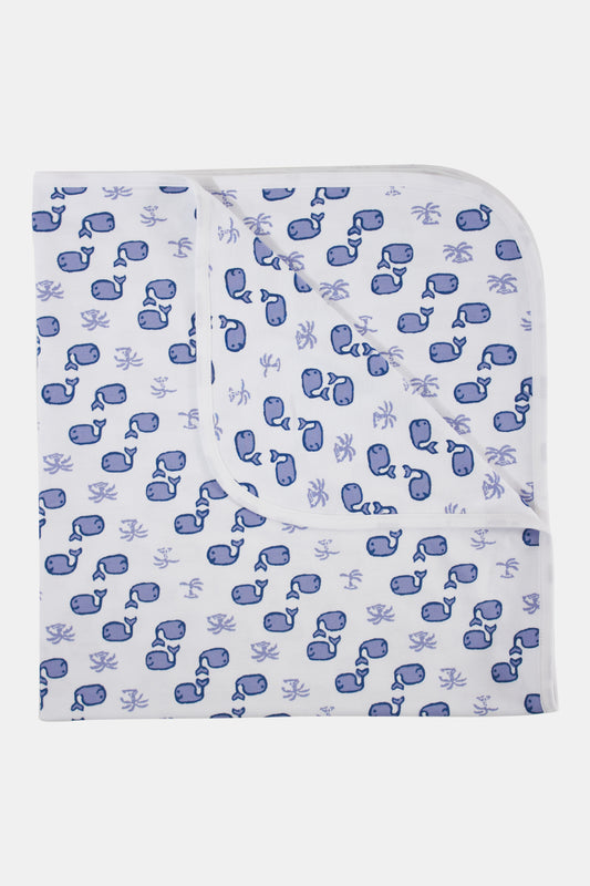 Roller Rabbit Blue Infant Moby Receiving Blanket view 1