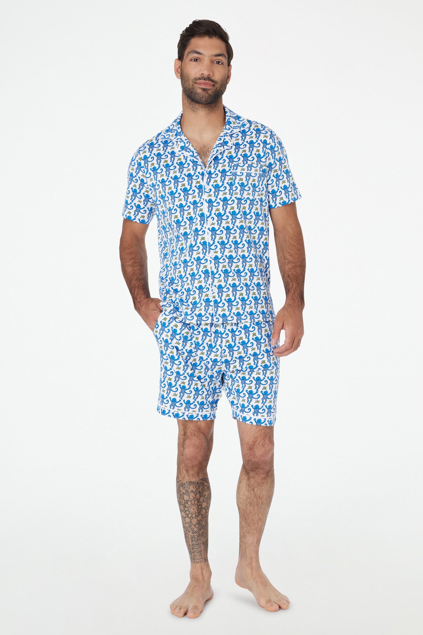 Roller Rabbit Men's Blue Monkey Louie Pajama Set view 2