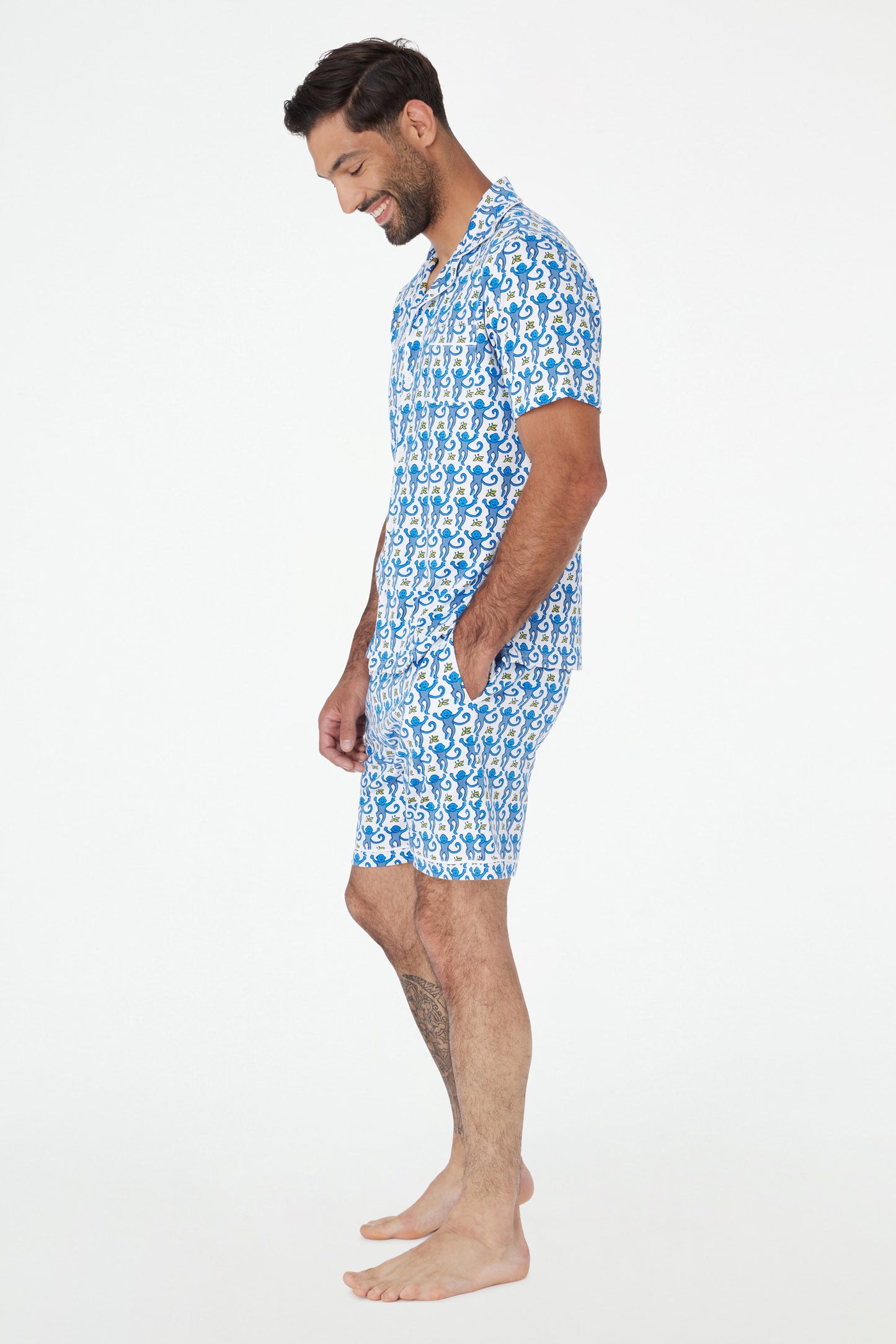 Roller Rabbit Men's Blue Monkey Louie Pajama Set