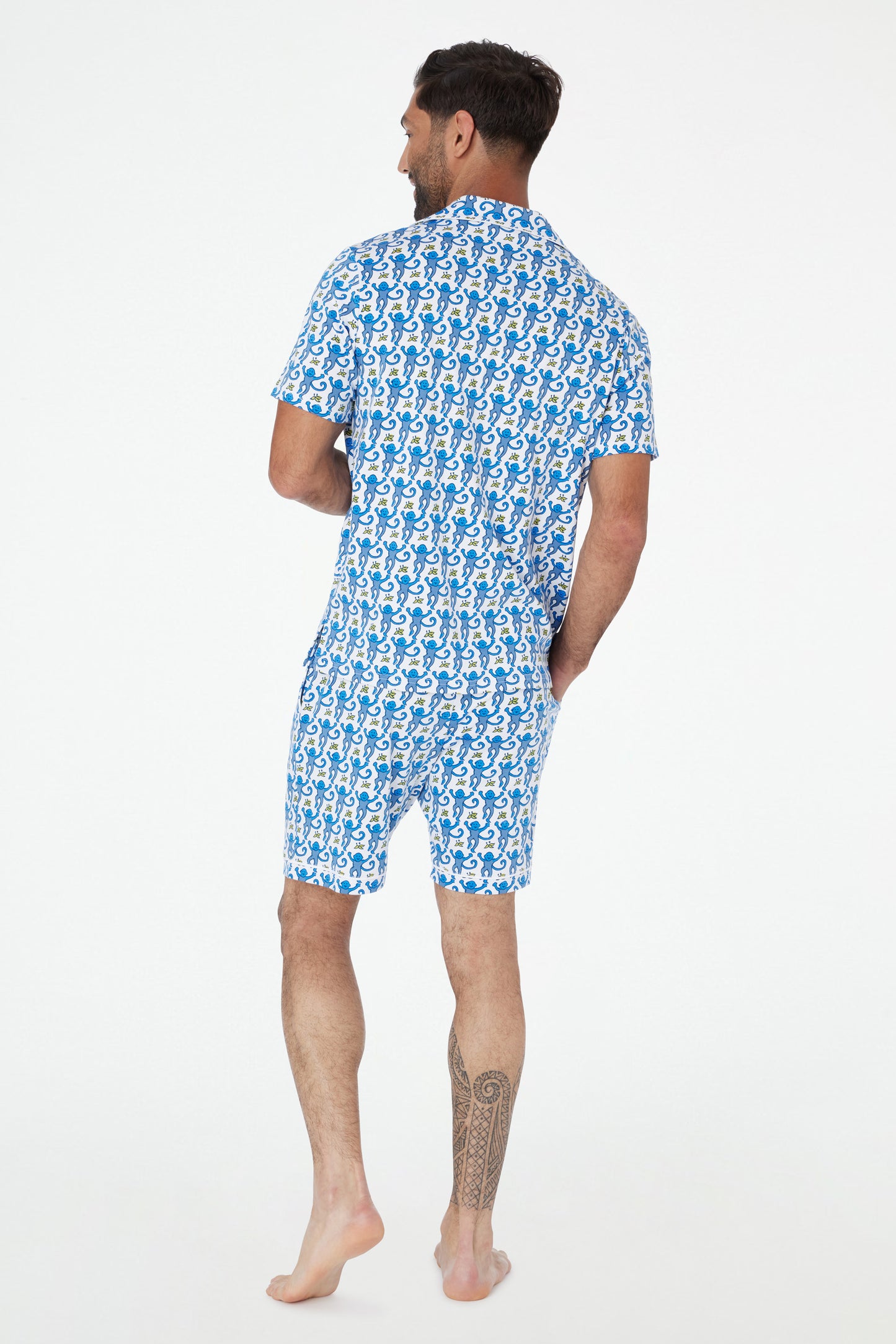 Roller Rabbit Men's Blue Monkey Louie Pajama Set