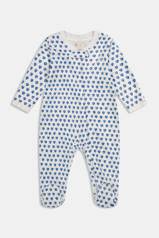 Roller Rabbit Infant Blue Hearts Zipper Footie view 1