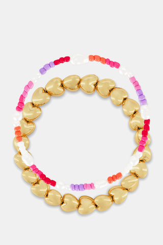 Colorful Hearts Bracelet Stack