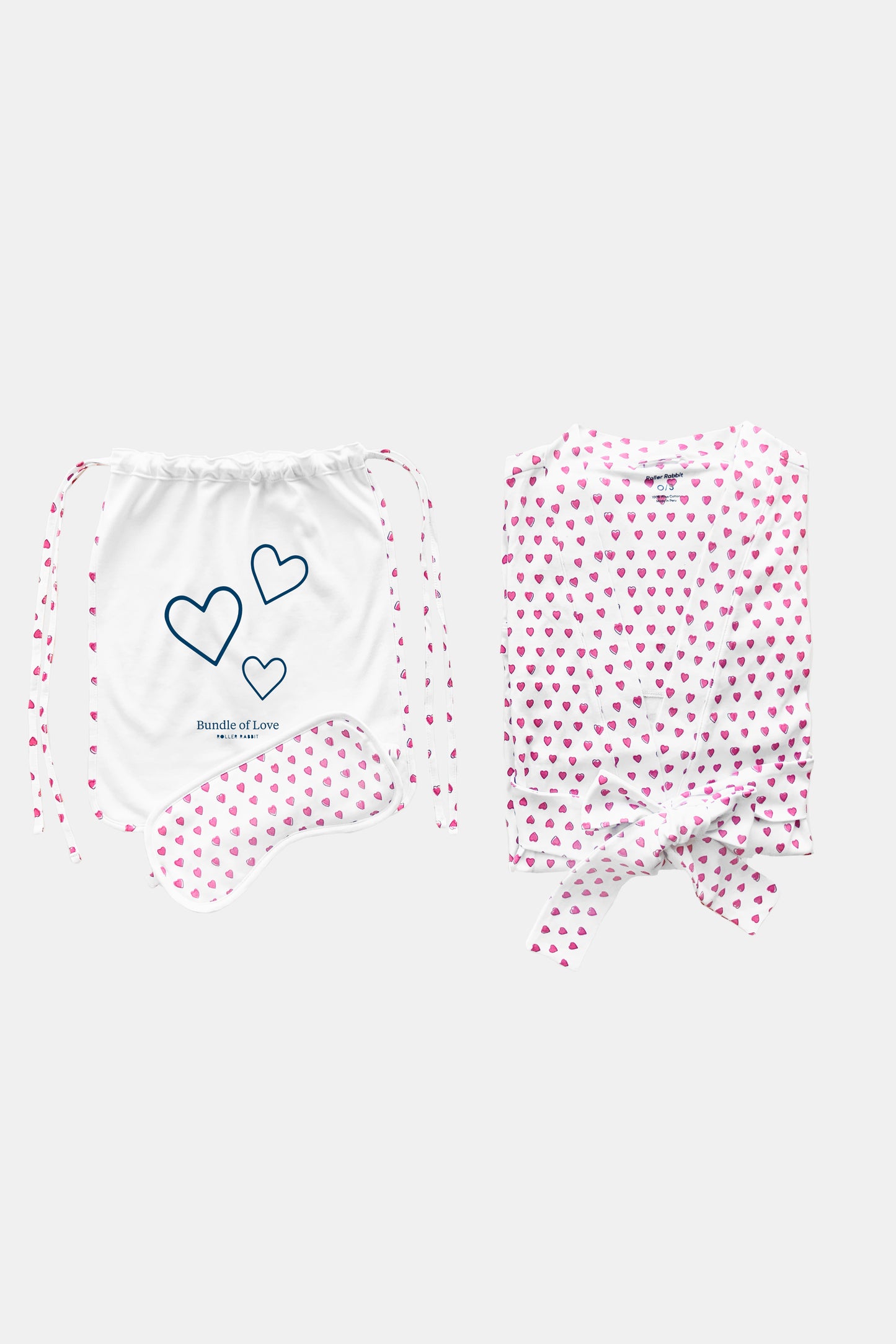 Roller Rabbit Pink Hearts Bundle of Love Robe & Face mask view 4