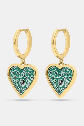 Fern Floral Heart Hoops