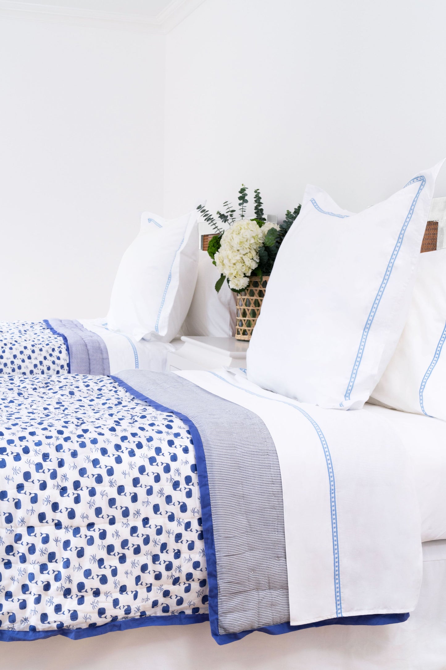 Roller Rabbit Francis Embroidered Blue Sheet Set view 3