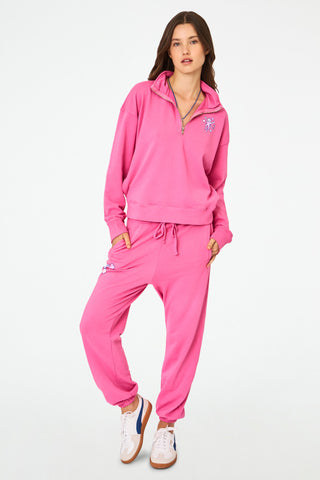 Roller Rabbit Berry Monkey Love Half Zip Sweatshirt