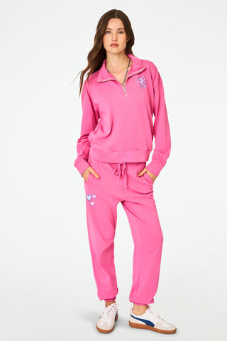 Roller Rabbit Monkey Love Berry Half Zip Sweatshirt