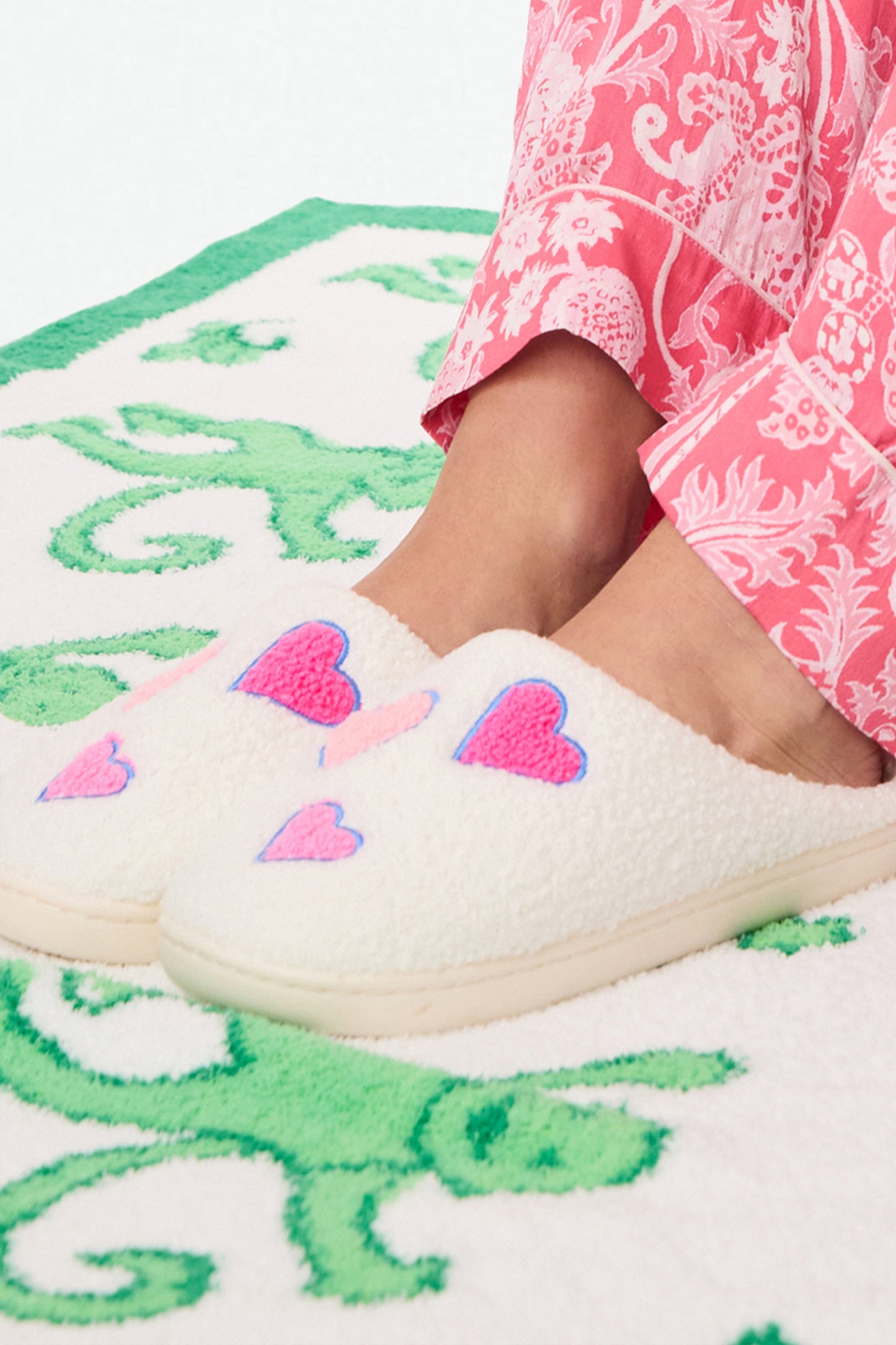 Hearts Fuzzy Slippers view 2