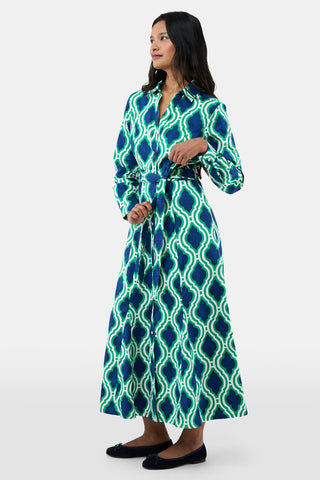 Roller Rabbit HARLEQUIN GEO MINA DRESS In Green and Navy