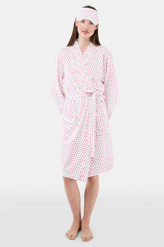 Roller Rabbit Pink Hearts Bundle of Love Robe & Face Mask view 1