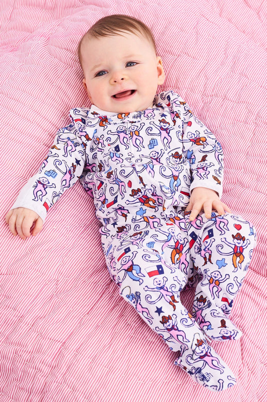 Infant Dallas Monkey Zipper Footie view 1