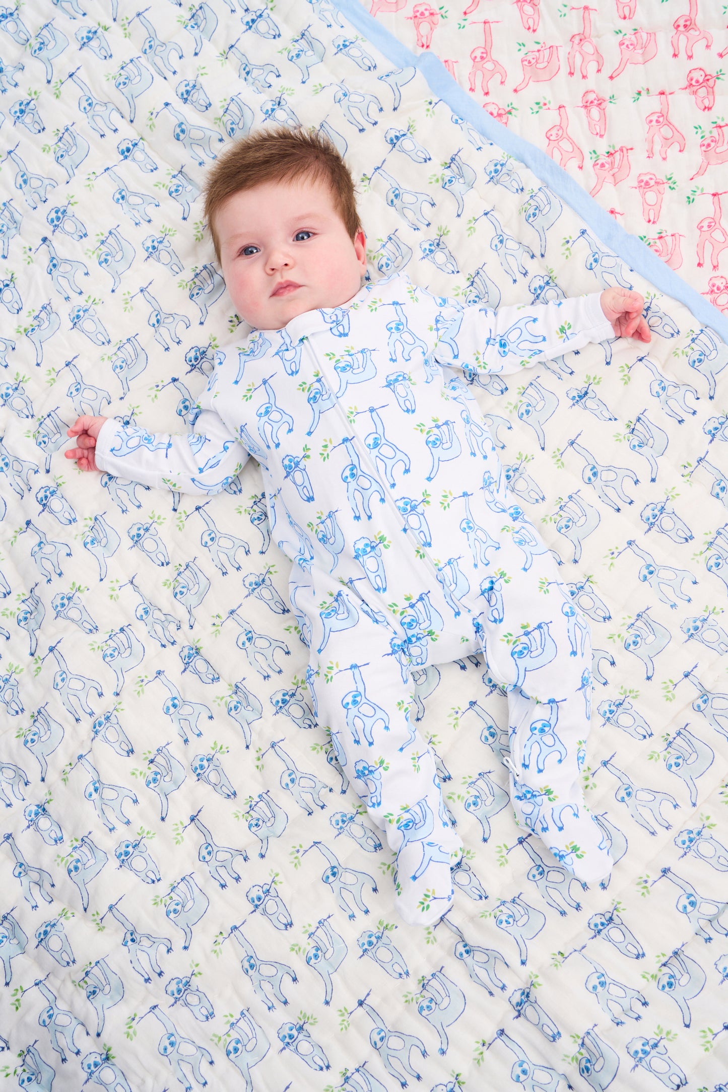 Roller Rabbit Infant Blue Sleepy Sloth Zipper Footie view 2