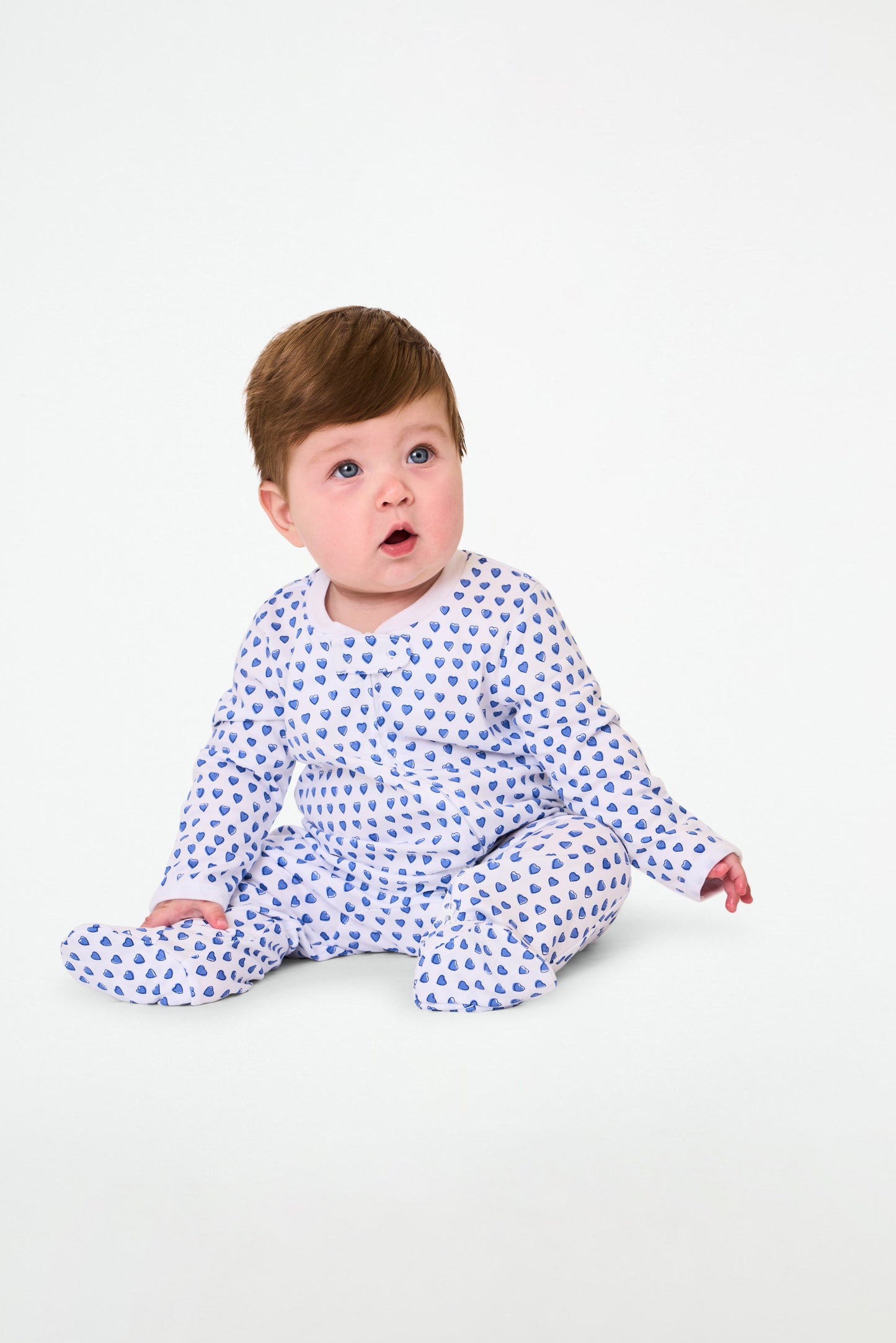 Roller Rabbit Infant Blue Hearts Zipper Footie view 3