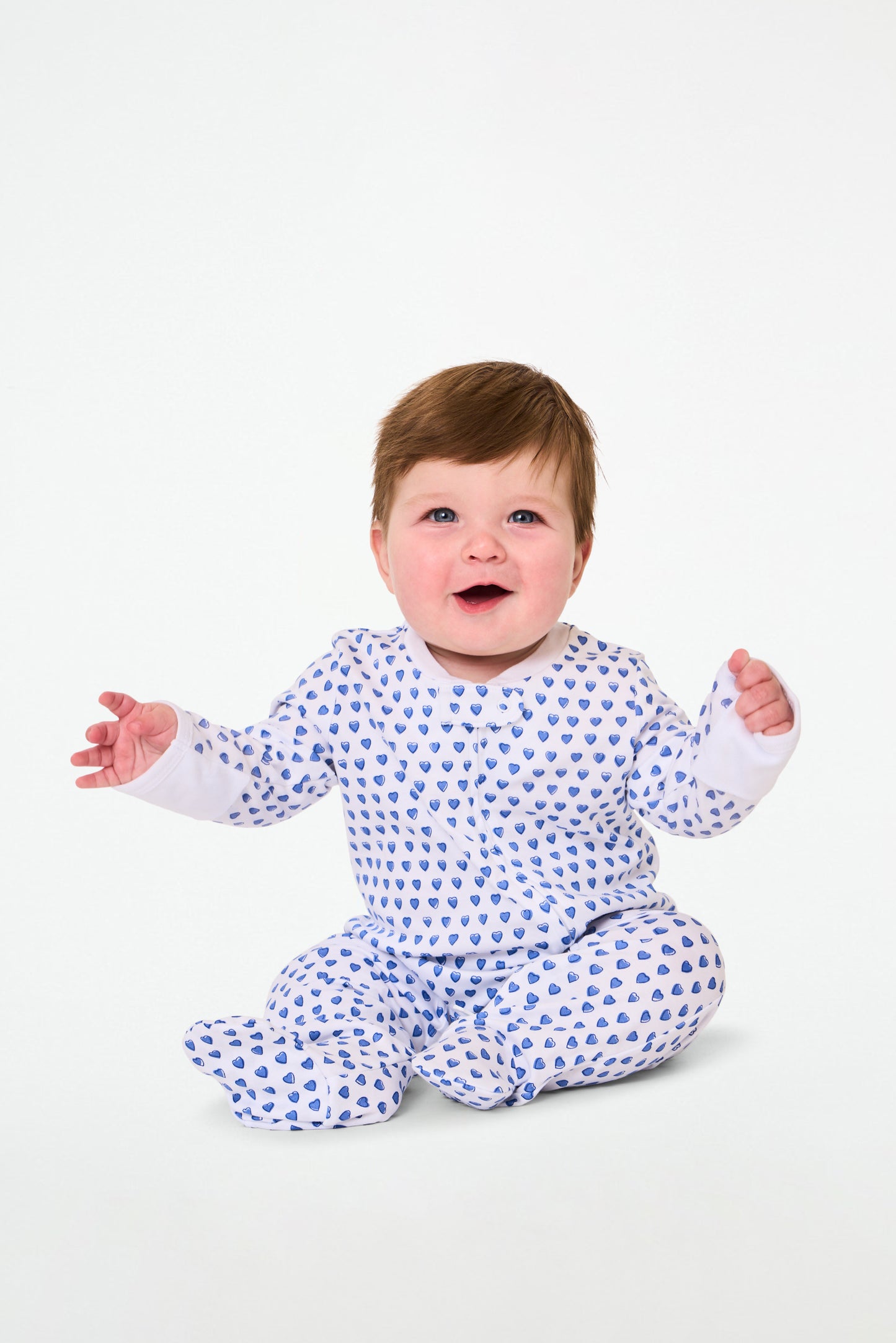 Roller Rabbit Infant Blue Hearts Zipper Footie view 2