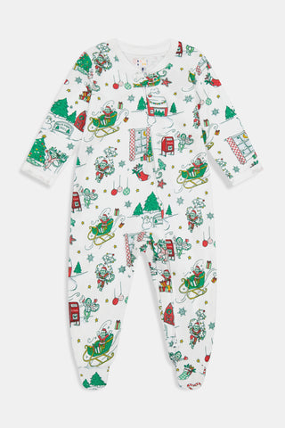 ROLLER RABBIT GREEN Infant Snow Village Zipper Footie