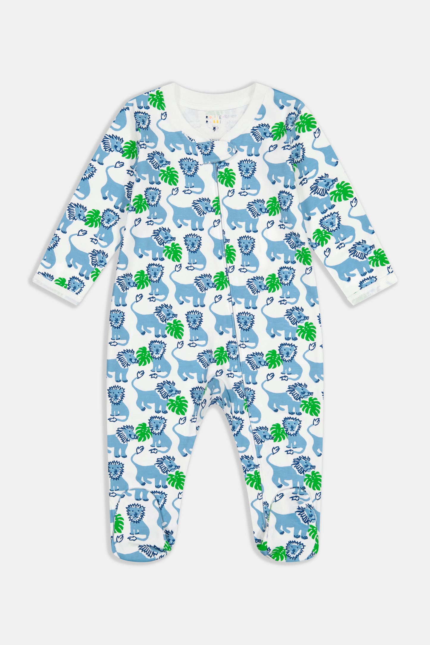 Roller Rabbit Infant Blue Leo the Lion Zipper Footie view 1
