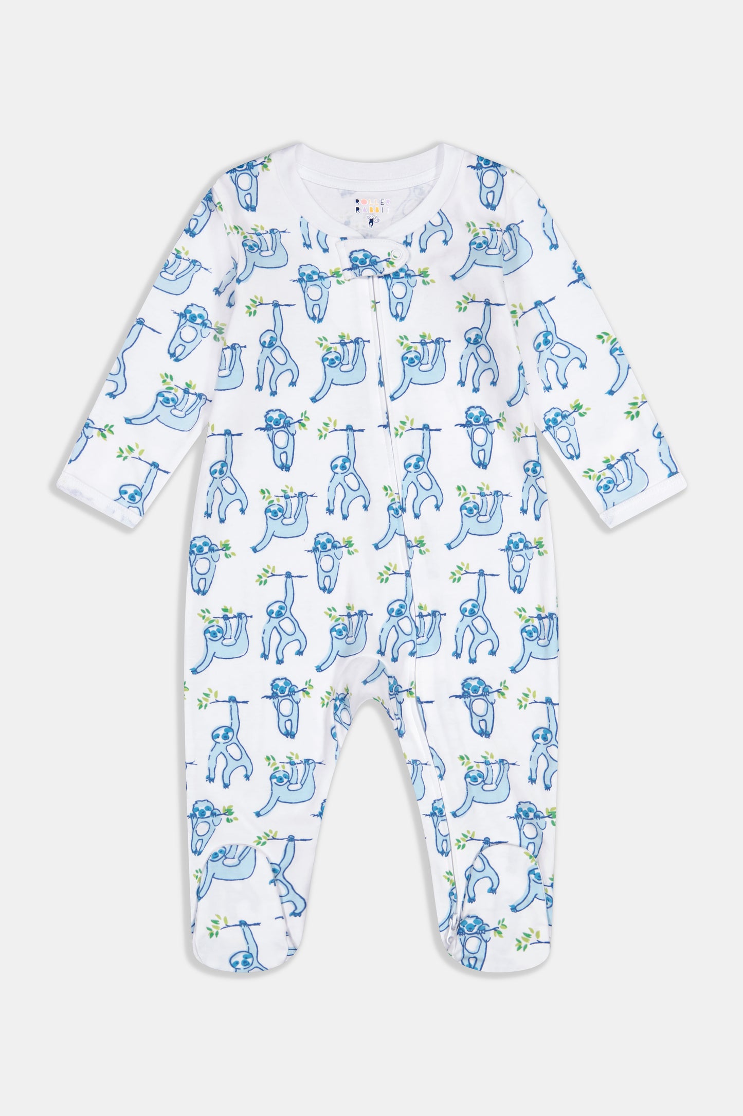 Roller Rabbit Infant Blue Sleepy Sloth Zipper Footie view 1