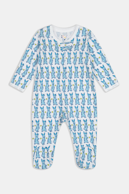 Roller Rabbit Infant Blue Hoppy Zipper Footie view 1