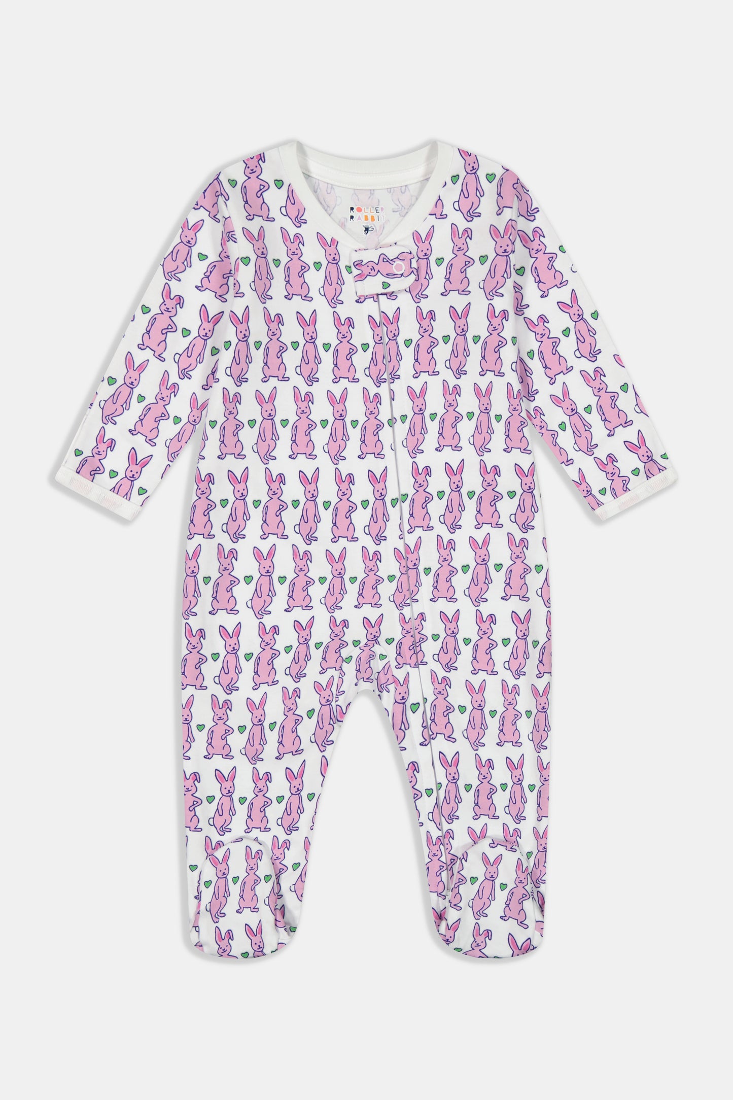 Roller Rabbit Infant Pink Hoppy Zipper Footie view 1
