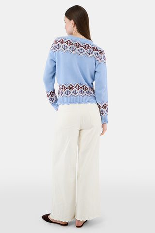 ROLLER RABBIT SKY BLUE JEMINA FAIRISLE ROSELLA CARDIGAN