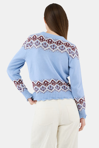 ROLLER RABBIT SKY BLUE JEMINA FAIRISLE ROSELLA CARDIGAN