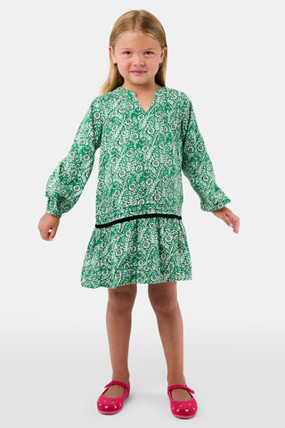 ROLLER RABBIT GREEN KIDS FERN FLORAL NYALA DRESS
