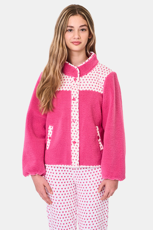 Roller Rabbit Kids Pink Hearts Lizzie Fleece Jacket view 1
