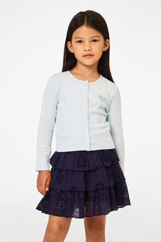 Roller Rabbit Kids Light Blue Hearts Pointelle Heidi Cardigan