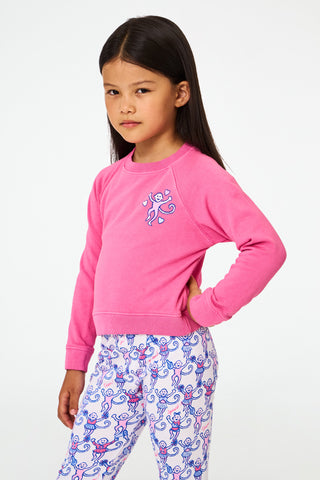 Roller Rabbit Kids Berry Monkey Love Crewneck