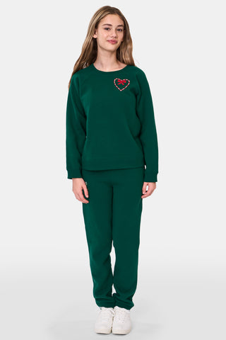 ROLLER RABBIT GREEN KIDS SNOW VILLAGE CREWNECK