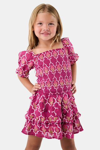 ROLLER RABBIT KIDS BURGUNDY MARQUIS FLORAL ELSIE TOP
