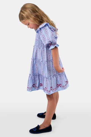 ROLLER RABBIT BLUE KIDS HOLLY BOWS CIERA DRESS