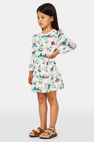 ROLLER RABBIT GREEN KIDS SNOW VILLAGE ISA DRESS