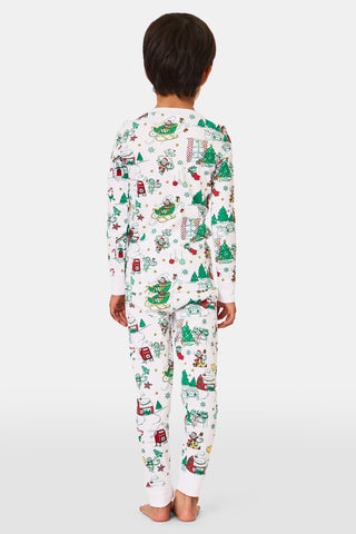 ROLLER RABBIT GREEN KIDS SNOW VILLAGE PAJAMAS