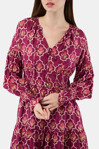 ROLLER RABBIT BURGUNDY MARQUIS FLORAL POPPY DRESS